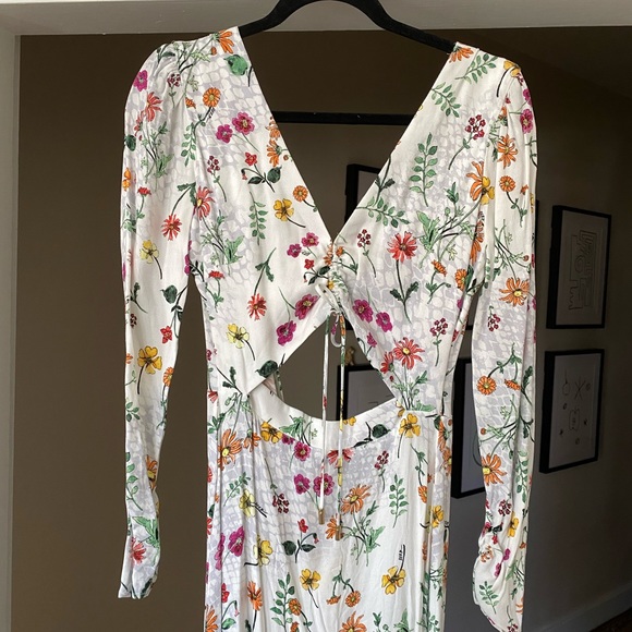 AFRM White Floral Long Sleeve Midi Dress sz XS - Picture 5 of 16